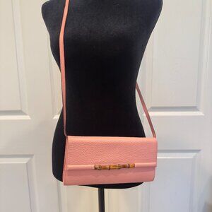Gucci Pink Leather Bamboo Clutch w/ Removable Strap